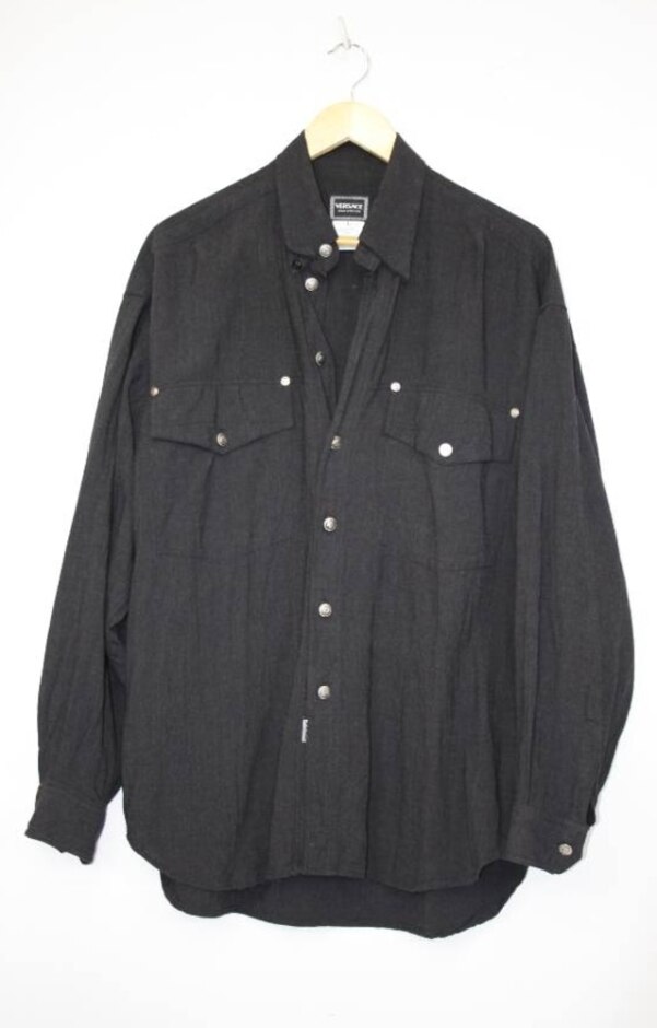Versace Jeans Couture Long-sleeved Men's Shirt Dark Grey Size: L