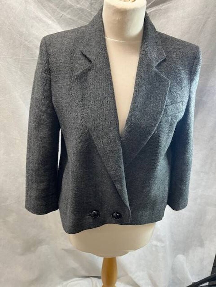 River Island Cropped Jacket Grey Size: 12