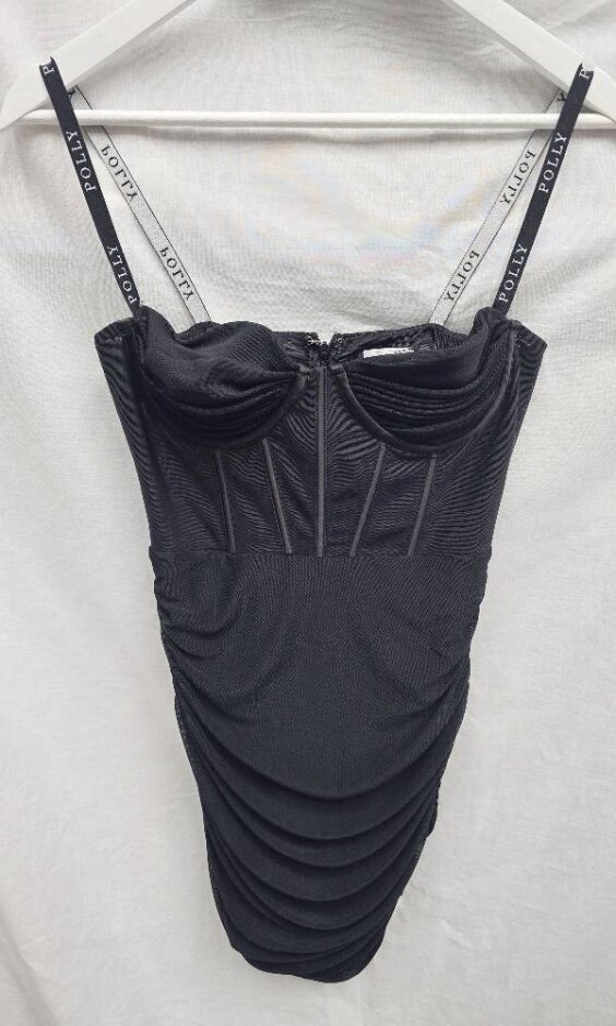 Oh Polly Corset Mesh Mini Dress Black Size: 8