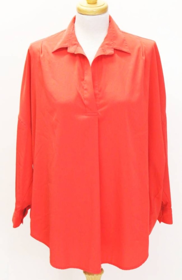 French Connection Long Sleeved V Neck Blouse Red Size: L