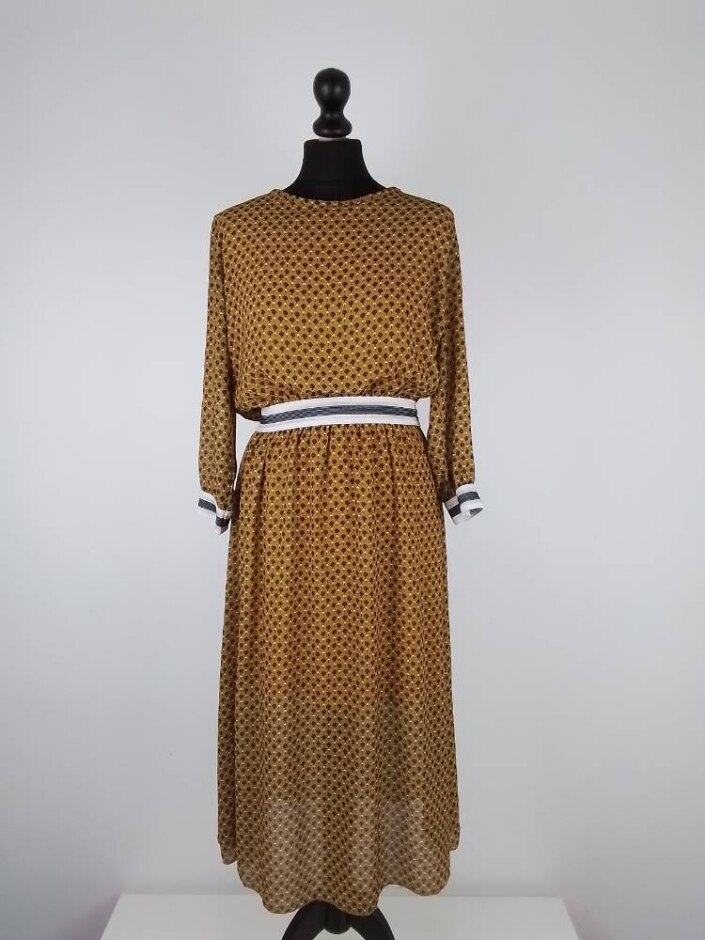 Love Is  Long Midi Geometric Dress Yellow Multi Size: S