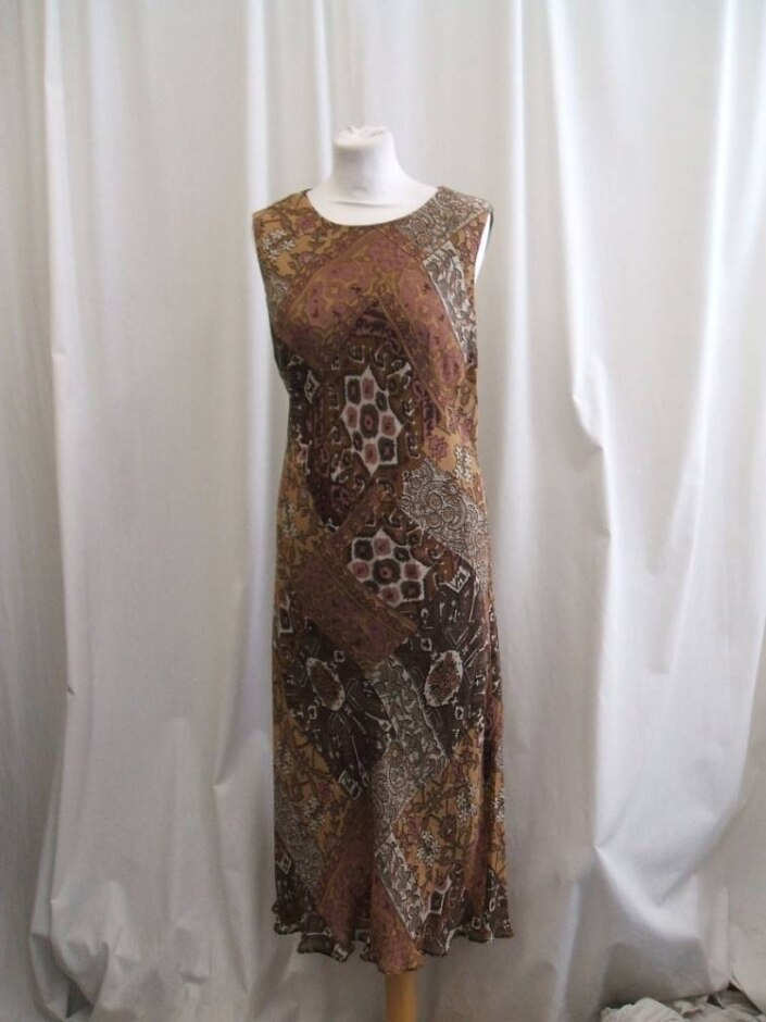 Berkertex New Viscose Maxi Summer Dress Biscuit Brown Size: 18