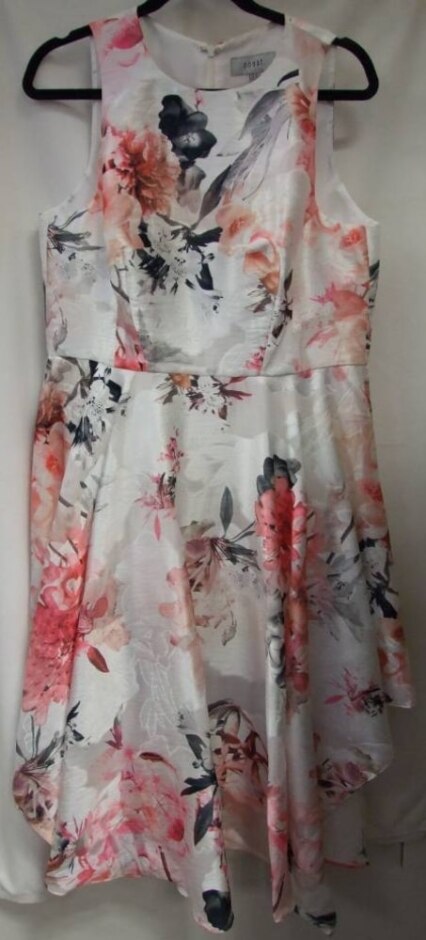 Coast  Handkerchief Hem Dress Ivory & Pink Size: 16