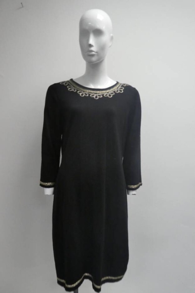 Monsoon 3/4 Length Sleeved Dress Black Size: L
