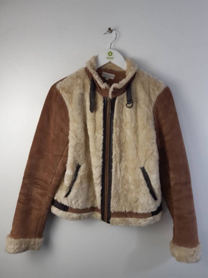 Indigo Collection Suede Faux Fur Biker Jacket Beige/cream Size: M