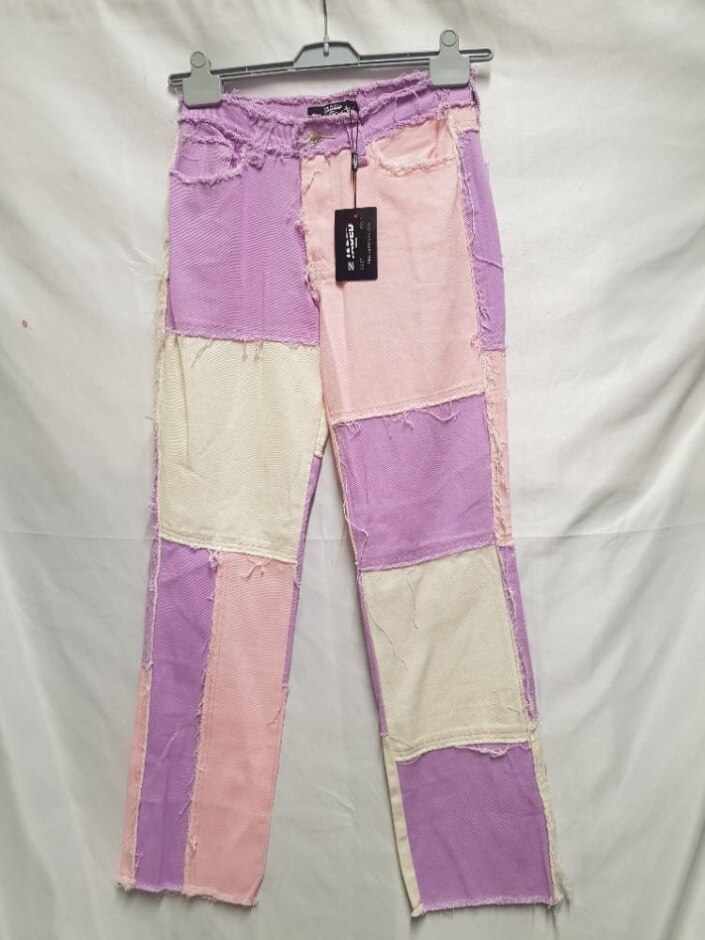 Jaded Patchwork Boyfriend Jeans Purple/ Pink Size: 8