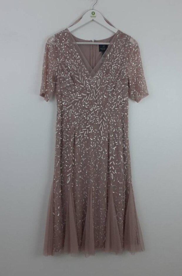 Adrianna Papell Ladies Sequin Embellished Dress Pink New Size: 8