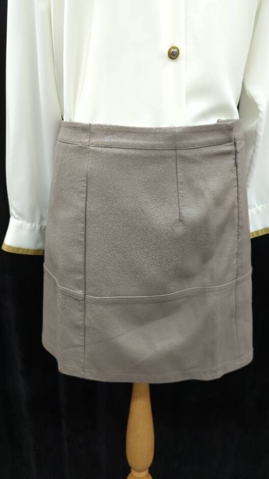New Look Faux Leather A-line Skirt Beige Size: 10