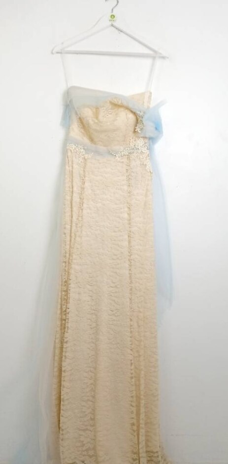 Ivy Wedding Collections Ildiko Manner Wedding Dress Almond & Blue Size Xs Lace Strapless New
