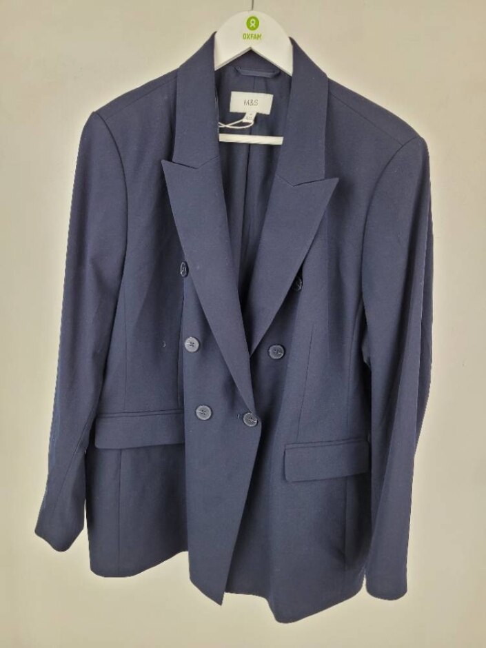 M&s Marks & Spencer Women's Blazer Jacket Navy Size: 24