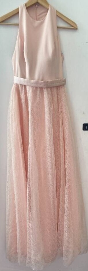 Vera Wang White Racer Back Maxi Dress Pale Pink Size: 4