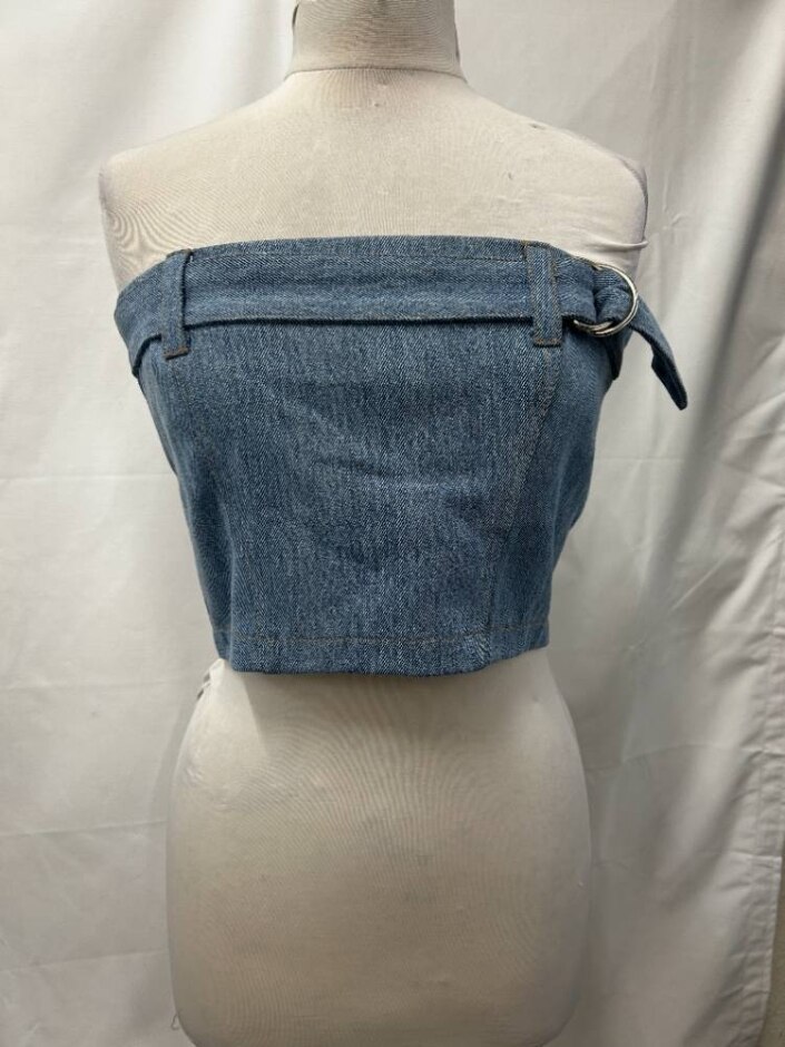 Vintage Beyond Retro Bandeau Top Blue Size: L