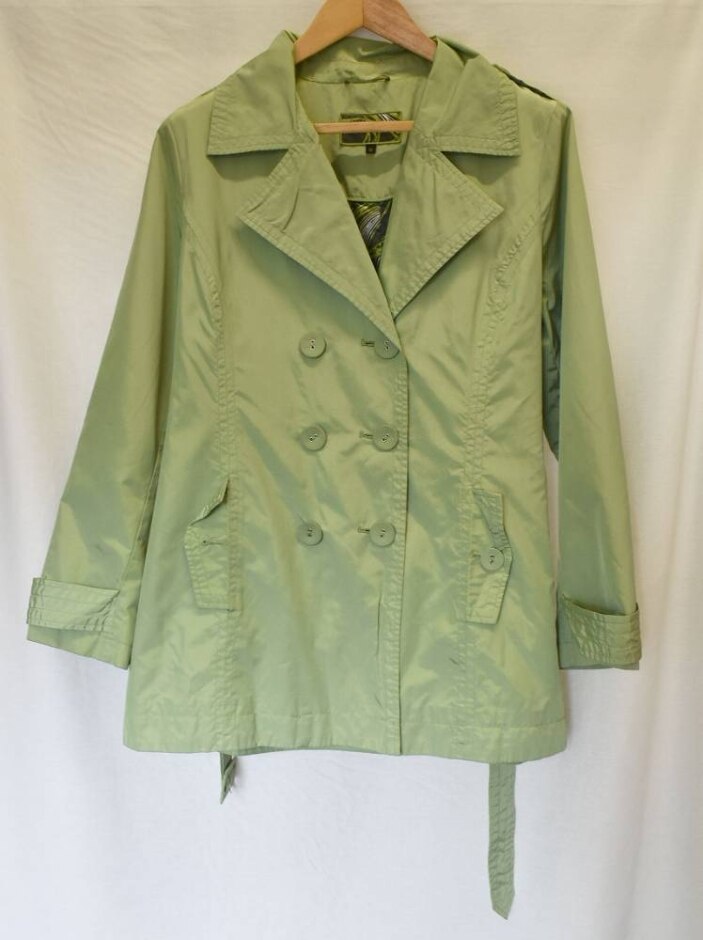 Principles Cotton Trench Coat Green Size: 14