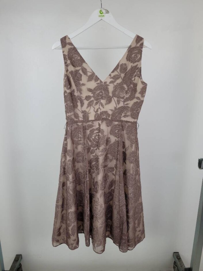 Phase Eight Floral Midi Empire Dress Beige  Size: 12