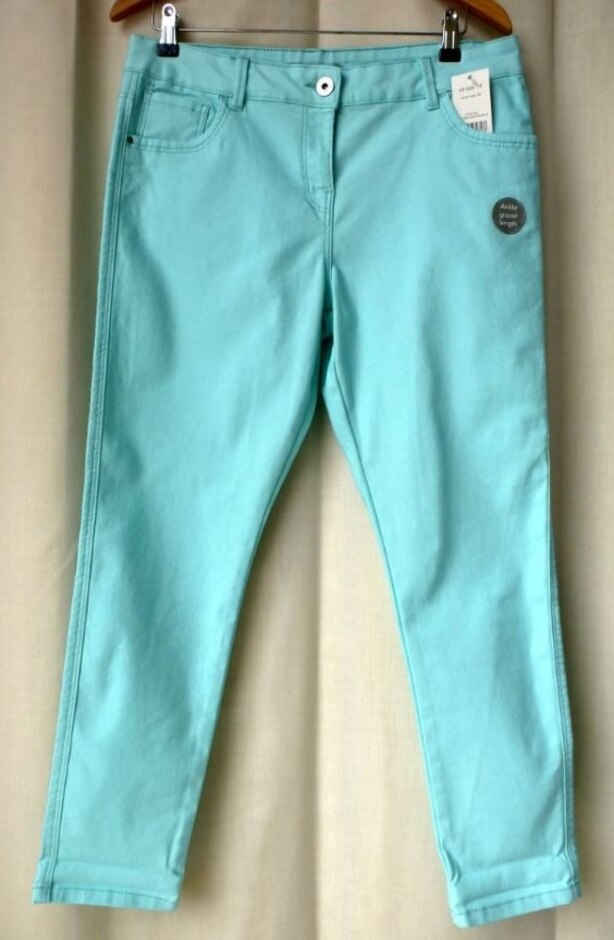 George Ankle Grazer Length Jeans Aqua Size: 14