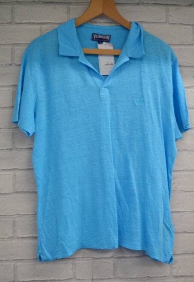 Vilebrequin Linen T Shirt  Blue  Size: L