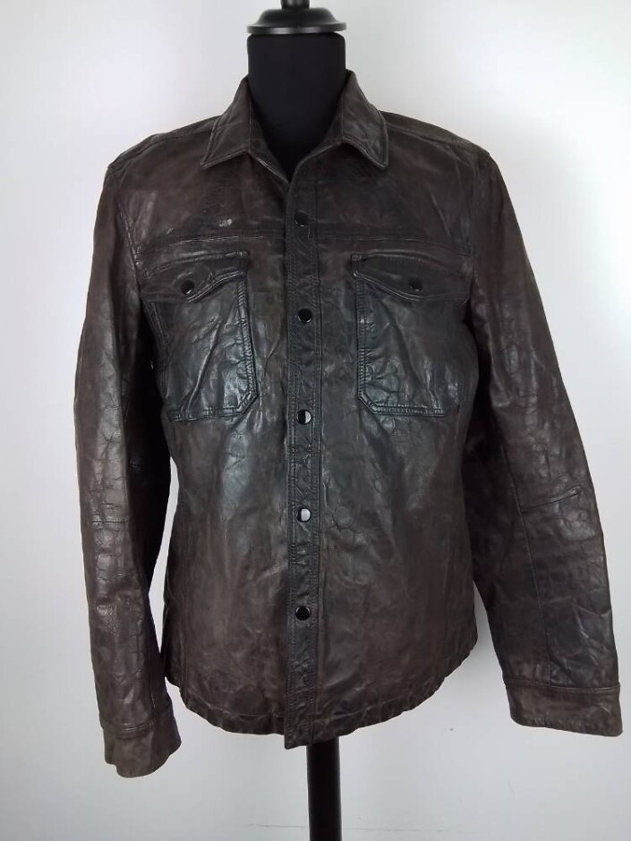 Vintage All Saints Spitalfield Moto Racer Leather Jacket Dark Brown Size: Xl