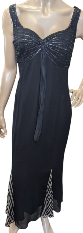 Elena Miro Silk Sleeveless Maxi Dress Black Size: 16