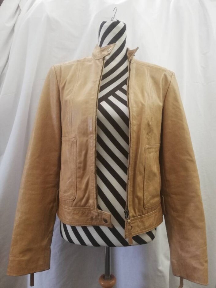 Mexx Leather Jacket Tan Size: 12
