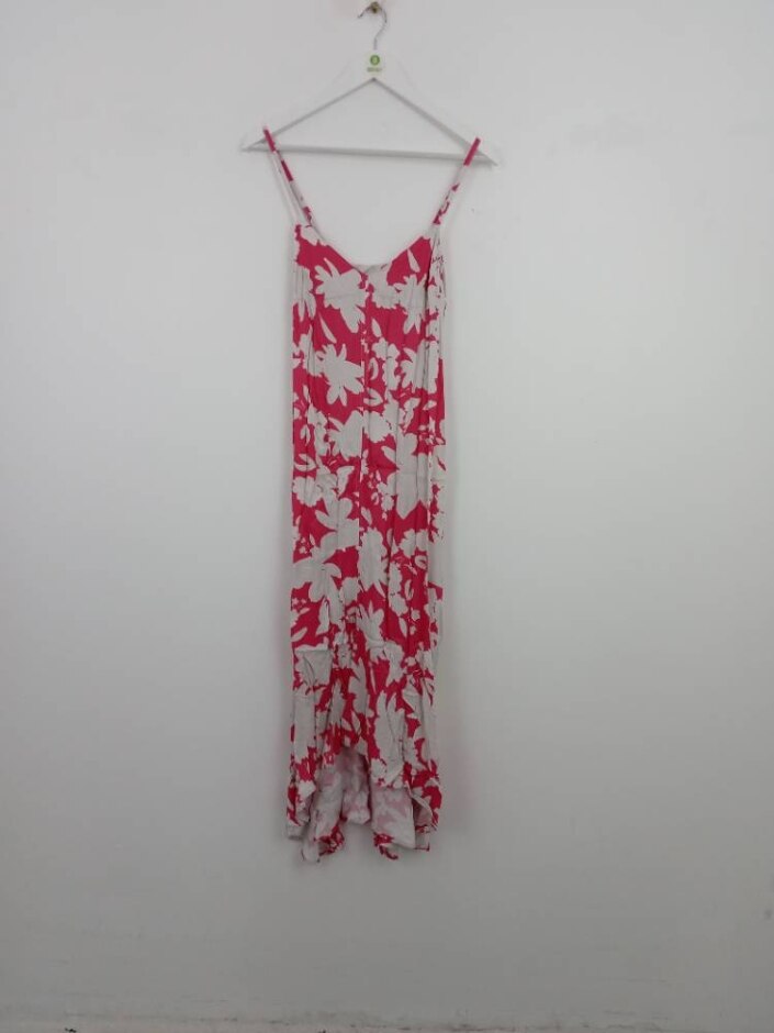 Fresha London Women's Printed Strappy Sleeveless Midi Dress Pink Mix Size: S