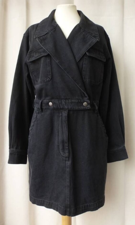 & Other Stories Denim Workwear Wrap Mini Dress Black Size: S