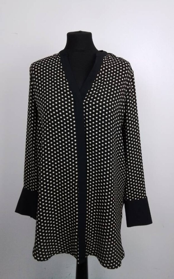 M&s Collection Long Sleeved Blouse Dotted Black  Size: 10
