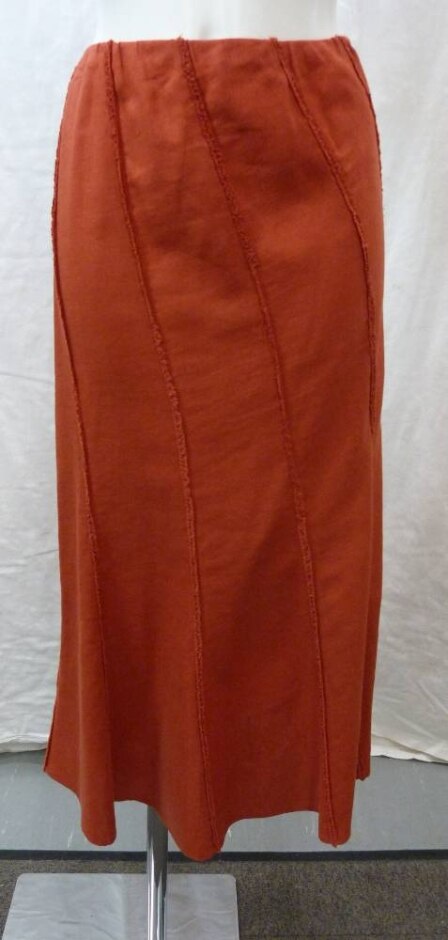 M&s Marks & Spencer Linen Mix Panelled Skirt Copper Size: 10