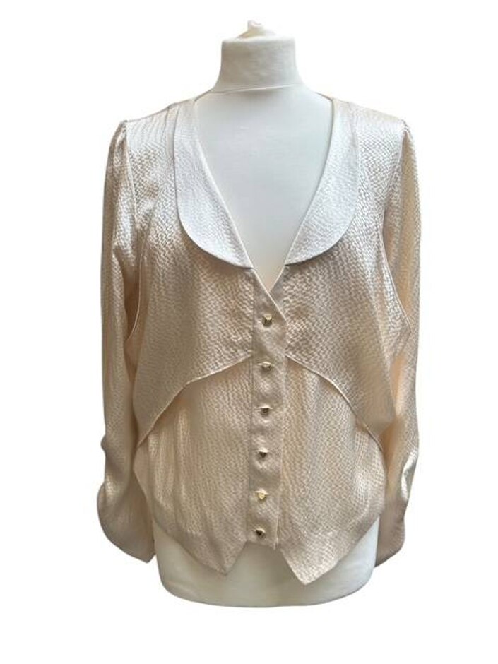 Alice By Temperley Textured Silk Blouse Cream Size: 16
