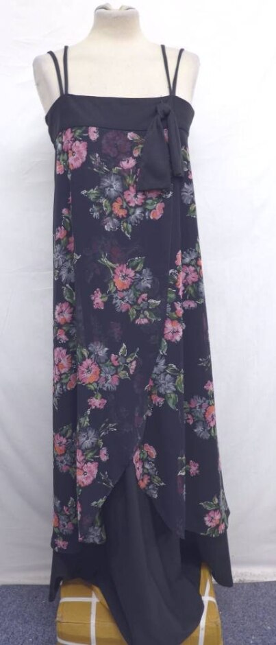 Unbranded Floral Tube Sun Dress Black & Pink Size: One Size