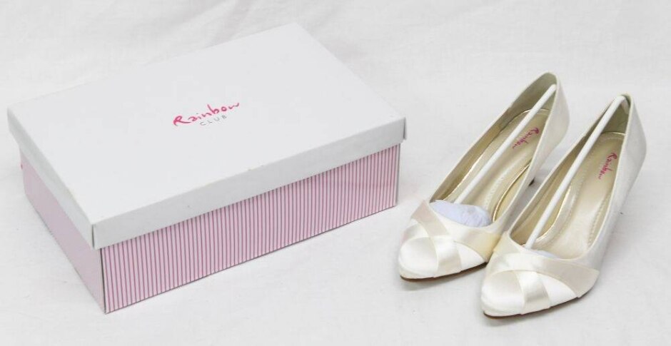 Rainbow Club 7cm Heels. Ivory Satin. (lexi Wedding Shoes). Size 4.5 Boxed.