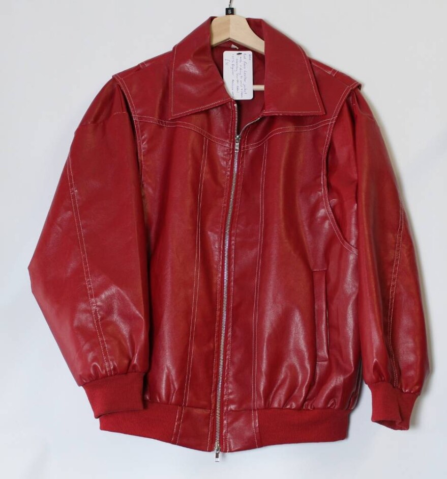 No Brand Faux Leather Jacket Red Size: S