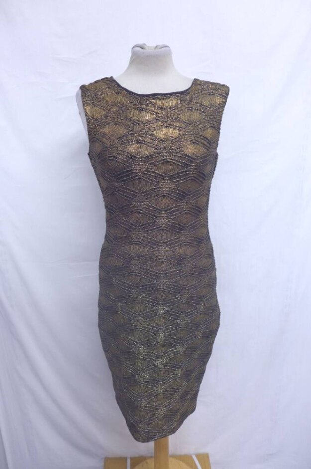 Jane Newman Diamond Waves Evening Dress Honeyed Gold Size: 12