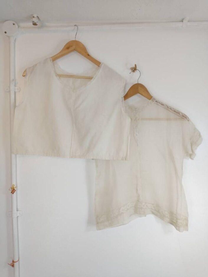 Unbranded Pair Of Antique Camisoles  Cream Size: One Size