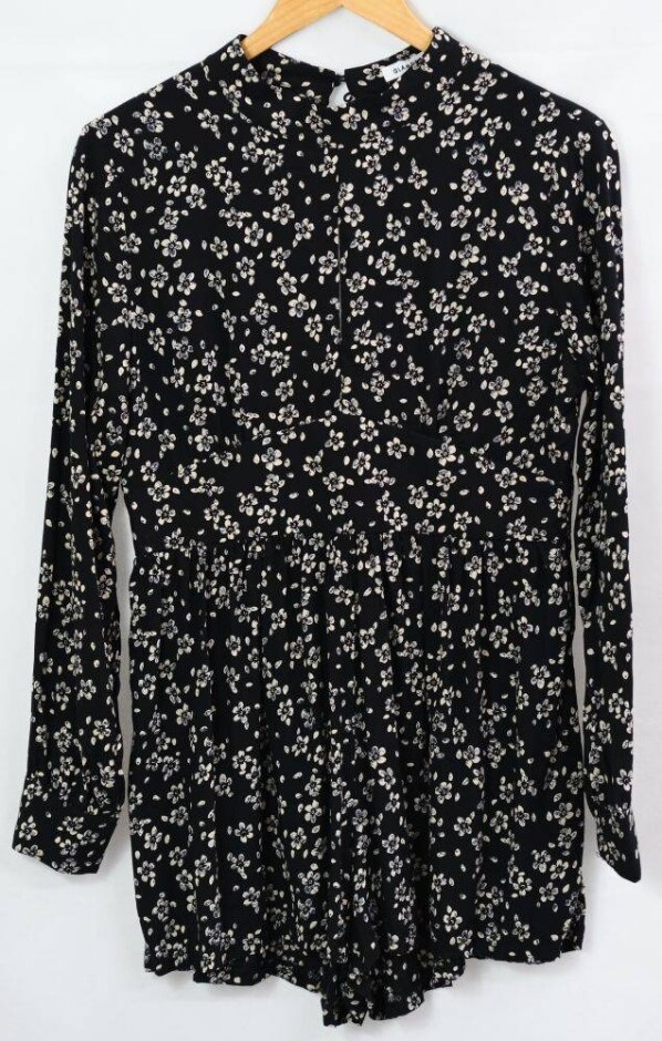 Glamorous Cotton Floral Playsuit Black Size: M