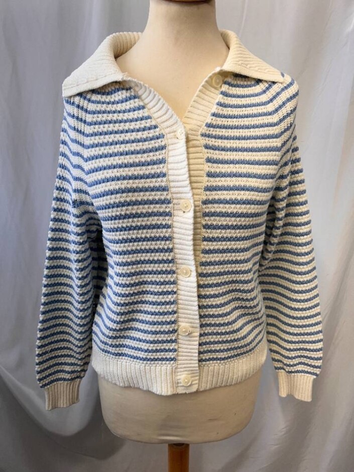 John Lewis Cardigan  Stripped  Cream & Blue Size: Xs