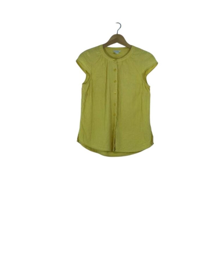 Monsoon Cap Sleeve Seersucker Blouse Yellow Size: 10