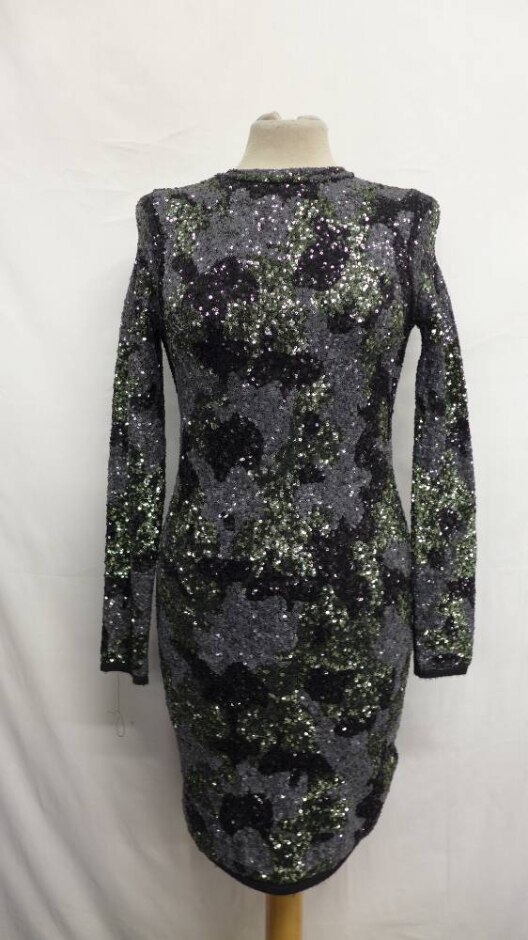 Zara Sparkly Sequin Party Dress Black & Green Size: One Size