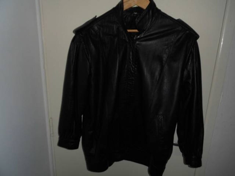 Real Leather Jacket Black Size: 14