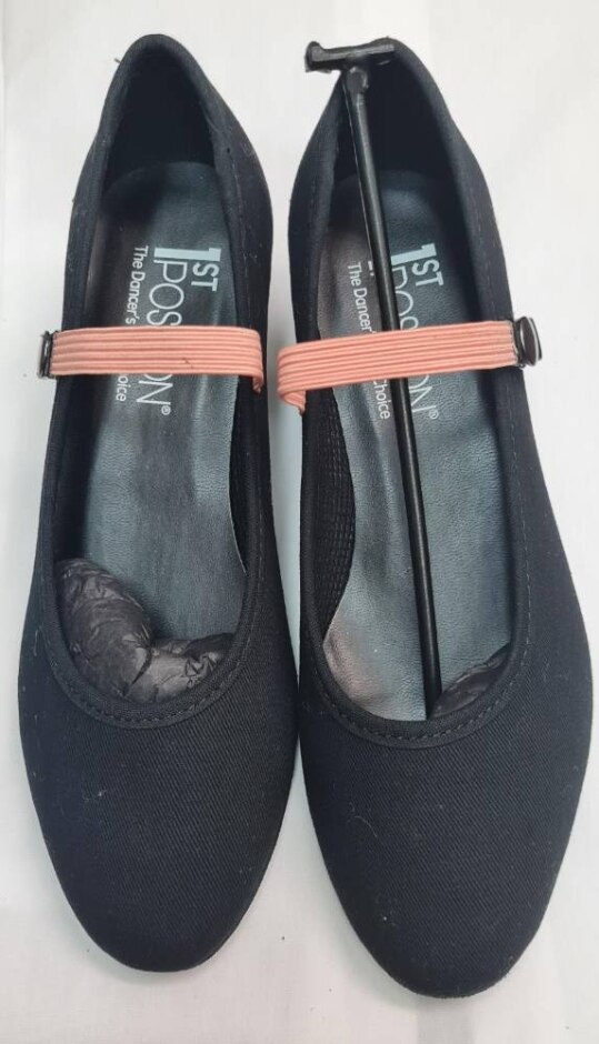 1st Position Black Cuban Heel Dance Shoes Black Size: 1