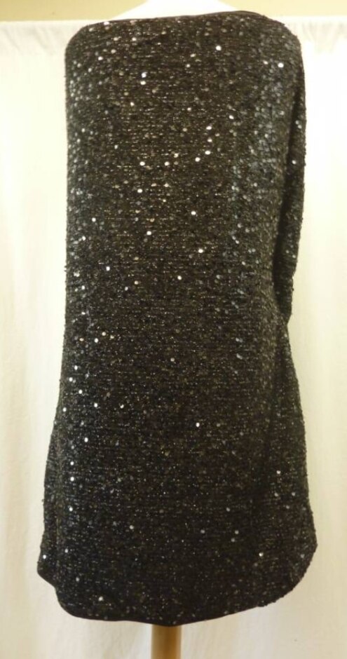Shein Curve Long Sleeve Sequined Dress Black Size: Xxl