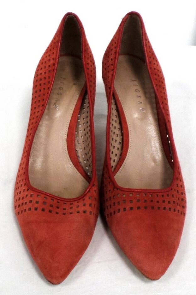 Jigsaw Leather Court Red Heeled Shoes Size Uk6