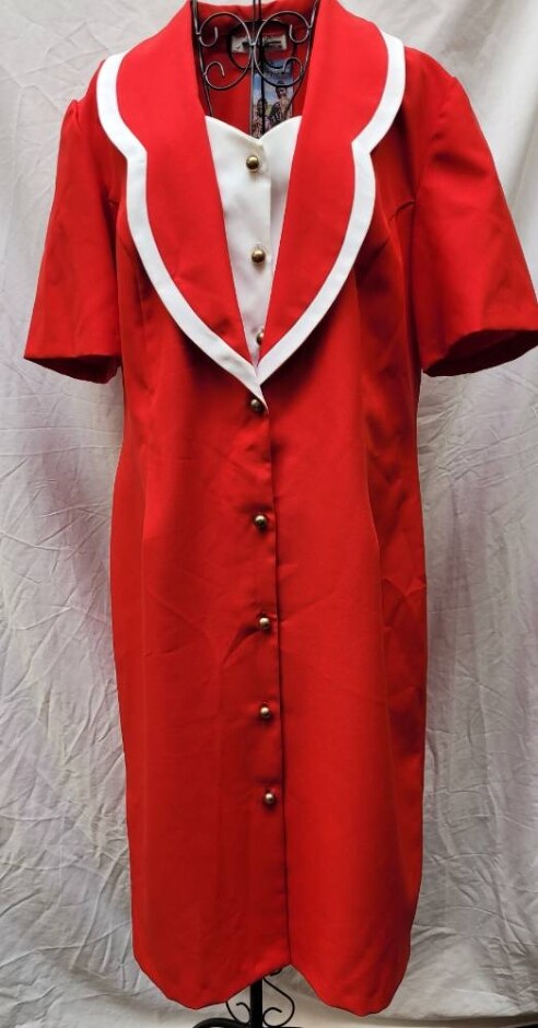 Variations Elegant Vintage Sailor Collar  Red Size: 18