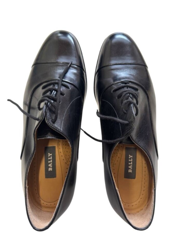 Bally Styleflex Doppio 2 Black Leather Men's Lace Up Shoes