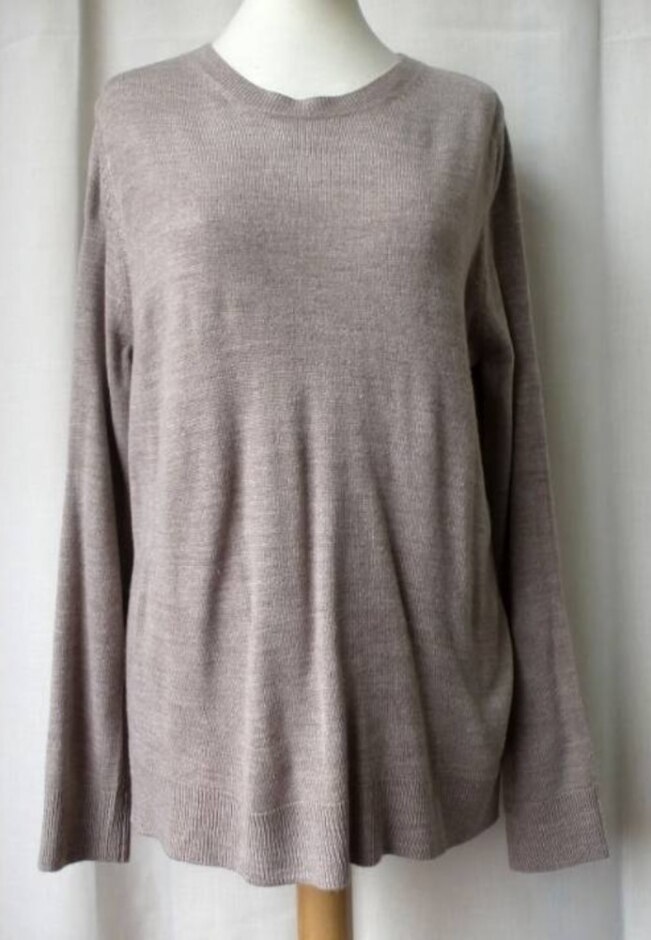 M&s Collection Supersoft Crew Neck Jumper Cappuccino Size: 12
