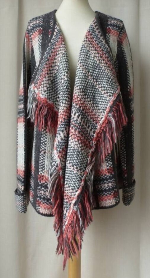 M&s Collection Plaid Blanket Wrap Cardigan Pink Mix Size: S