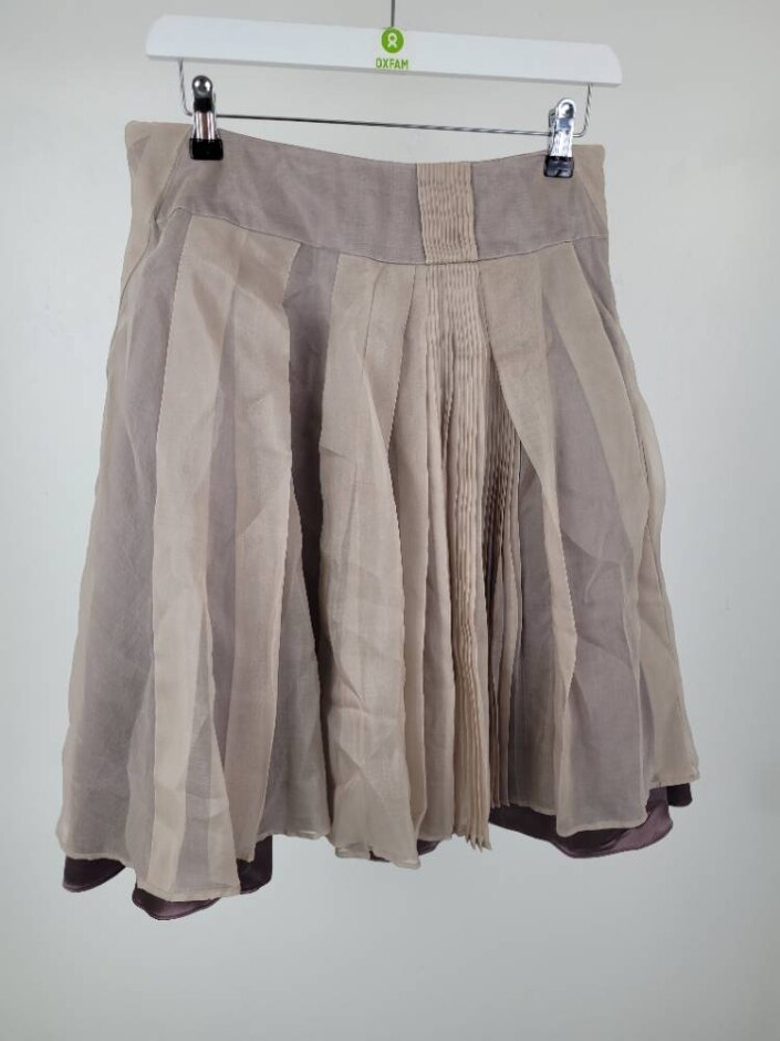Karen Millen Pleated Aline Mini Skirt Beige Size: 10