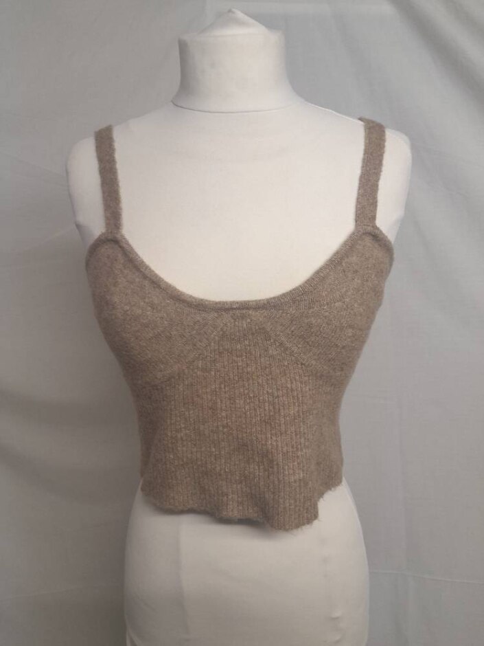 Zara Knit Crop Top Light Brown Size: L