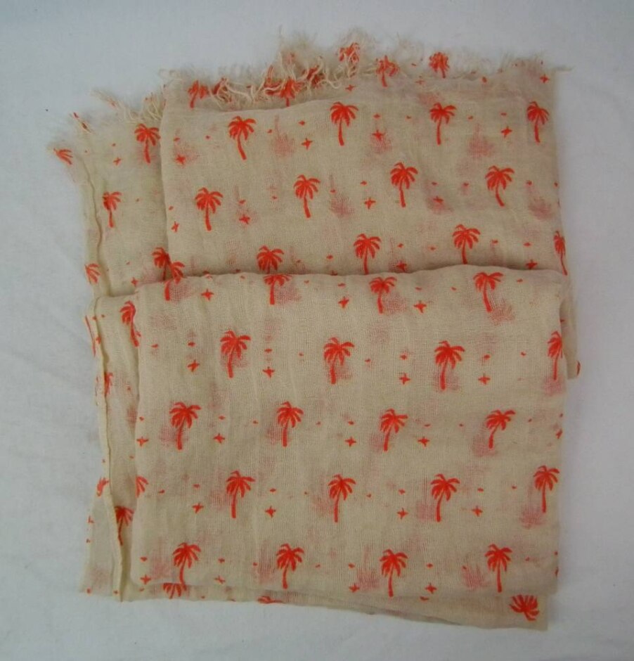 Hush Cream 'palm Tree' Lightweight Large Shawl/wrap