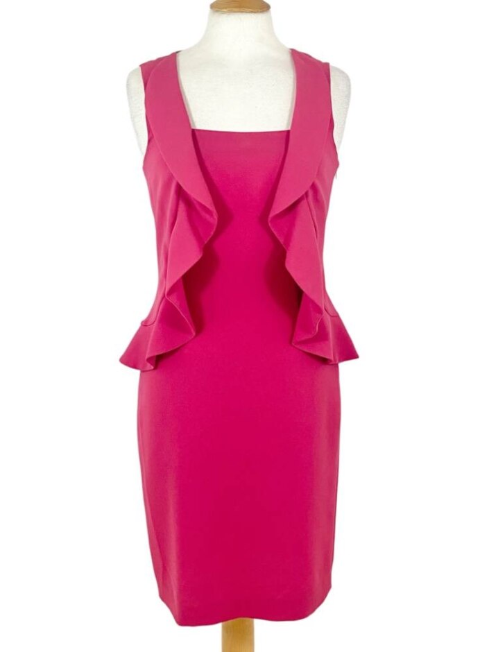 Love Moschino Faux Drape Waistcoat Dress Fuchsia Size: 10