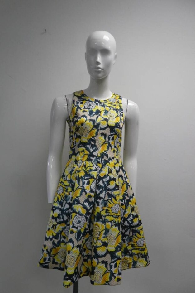 H&m Sleeveless Dress Yellow & Green Size: 10